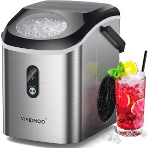 Vividmoo Self-Cleaning Sonic Ice Maker with Basket & Scoop